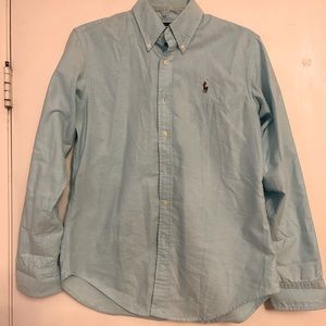 Light blue Polo by Ralph Lauren oxford button down shirt with full color pony.